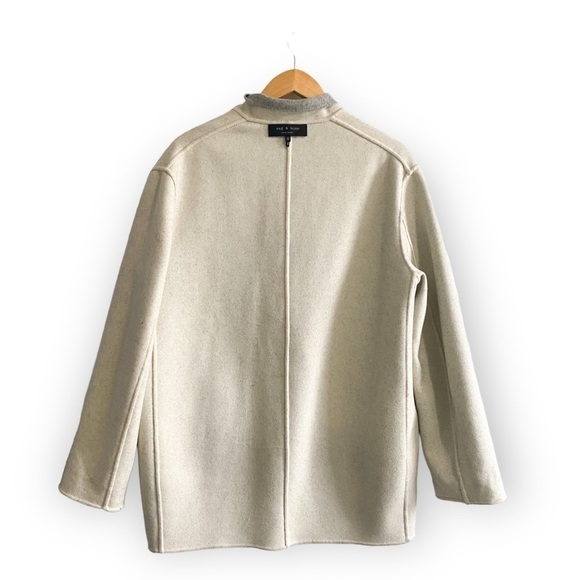 Rag and Bone Mica Wool Felt Reversible Blazer, Gray/Ivory, Size 12 - Picture 6 of 15